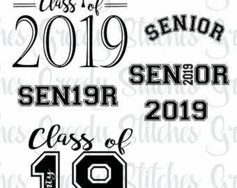 class of 2019 monogram frame svg dxf fcm eps and png etsy