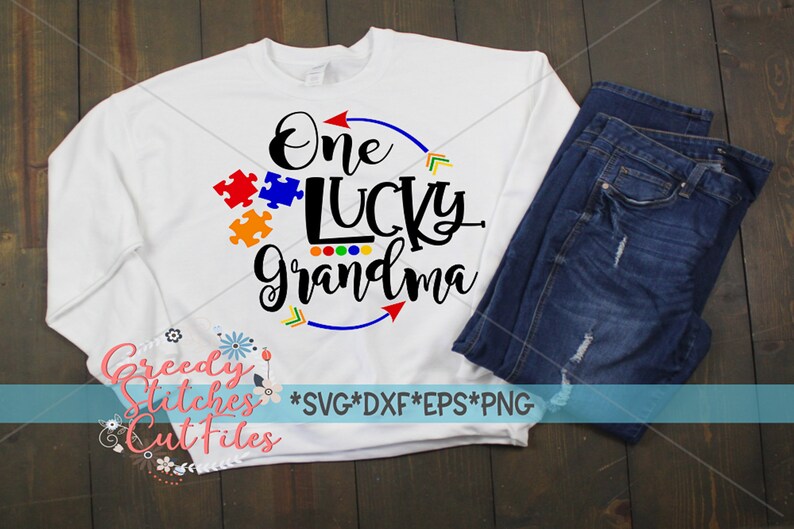 Download Autism Awareness One Lucky Grandma svg dxf fcm eps and | Etsy