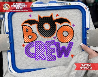 Boo Crew Satin Stitch Embroidery Design | Halloween Machine Embroidery | Machine Embroidery | Halloween Bat DSt PeS HuS | Boo Crew PeS | Boo