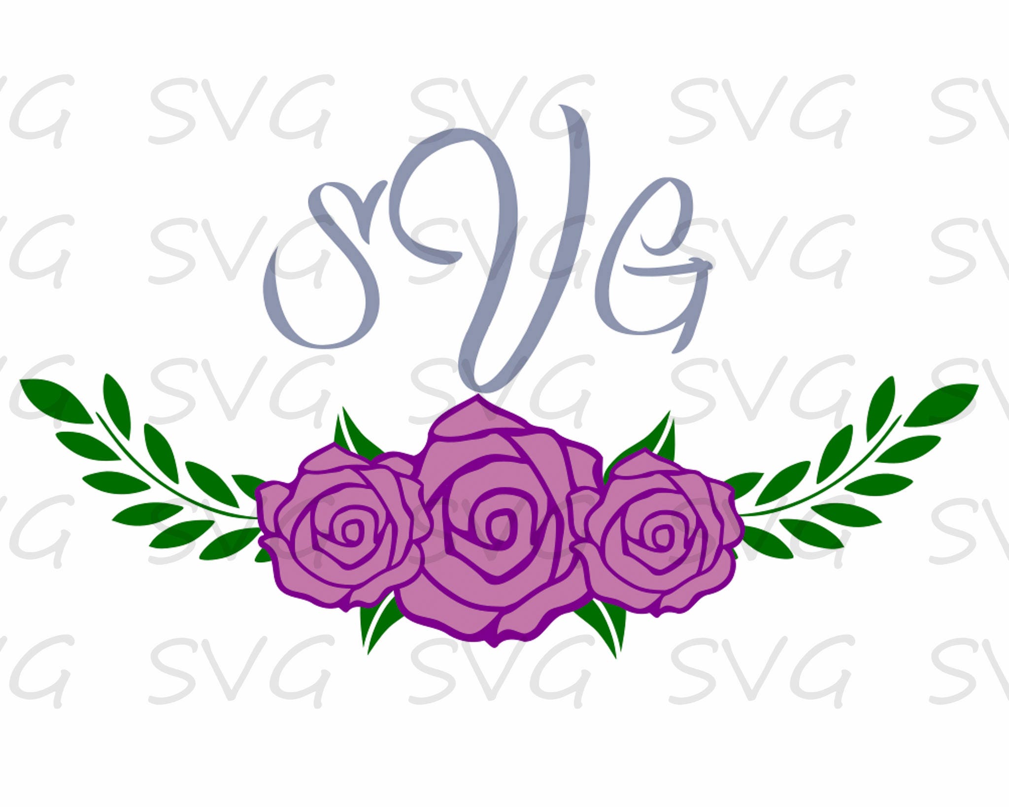 Download Floral Swag/Monogram Frame svg dxf fcm eps and png. | Etsy