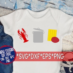 Conjunto de ebullición de cangrejos svg, dxf, eps, png y wmf. SVG de cangrejo de río, SVG de hervor de cangrejo de río, SVG de maíz y patatas, archivo de corte de descarga instantánea.