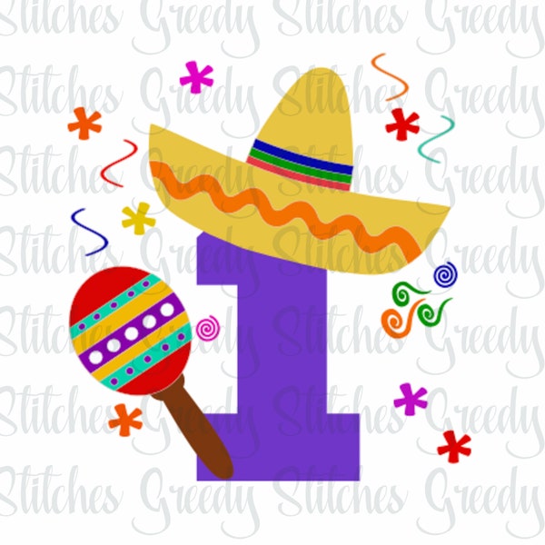 Fiesta | First Birthday | First Birthday Fiesta svg, dxf, eps, png. Birthday SVG | Fiesta SVG | Cinco de Mayo SVG | Cut File