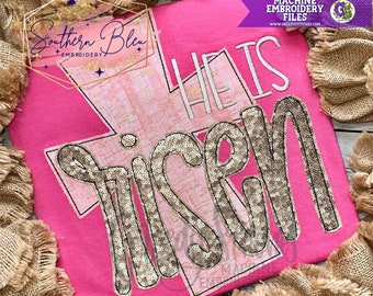 He is Risen Bean Stitch Applique Machine Embroidery Design | Easter Embroidery Design | Religious Embroidery Design | He is Risen Embroidery