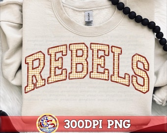 Rebels Gingham Faux Embroidery PNG Gold Maroon | Lucedale Mississippi PnG | George County PnG | George County Rebels PnG | Gingham Rebels