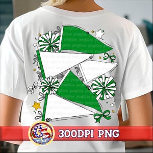 Green White Pennants & Poms PNG | Homecoming PnG | Football Game PnG | Pennants PnG | School Spirit PnG | Pennants PnG School Spirit Pennant