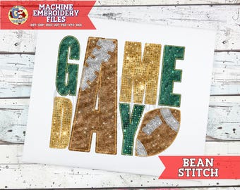 Football Game Day Bean Stitch Machine Embroidery Design | Football Embroidery Design | Football Embroidery Design | Game Day PES Football