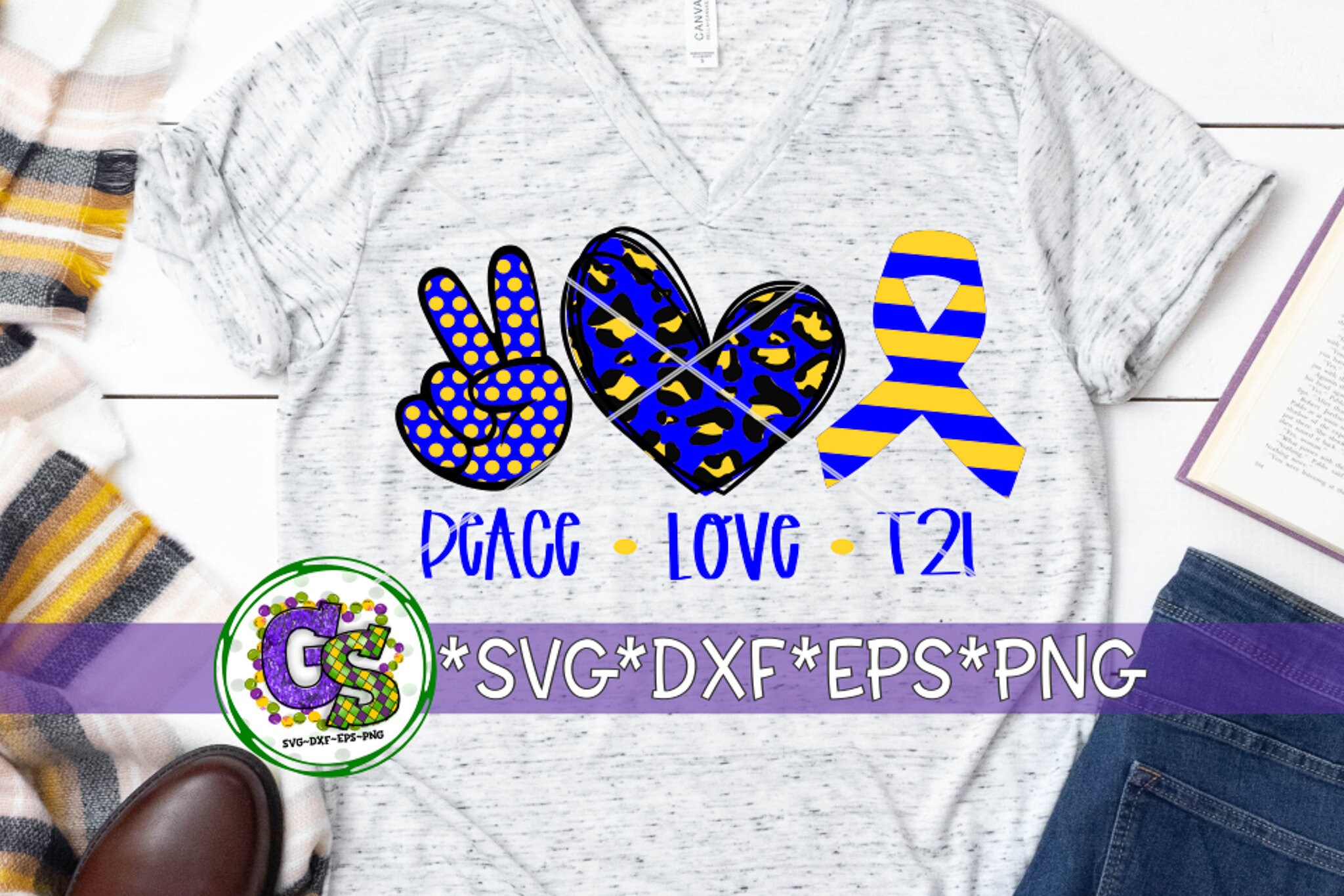 Download Down Syndrome Awareness Peace Love T21 Svg Dxf Eps Png Etsy