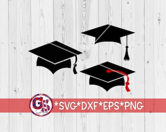 Ensemble de casquettes de remise des diplômes svg, dxf, eps et png. Svg de remise des diplômes | Diplômé SVG | Casquette de diplômé SVG | DxF de remise des diplômes | Téléchargement instantané des fichiers coupés.