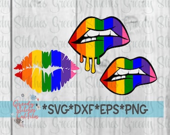 LGBT Pride Lips SvG | LgBT Lips Set of 3 svg dxf eps png. LGbT Lips SVG | Gay Pride SVG | Gay Pride Lips SvG, Instant Download Cut Files