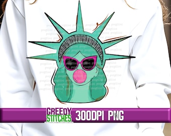 July 4th PNG | Retro Lady Liberty Sunglasses Bubblegum PnG | July 4th PnG | Lady Liberty PnG | USA PnG | America PnG | Lady Liberty PnG File