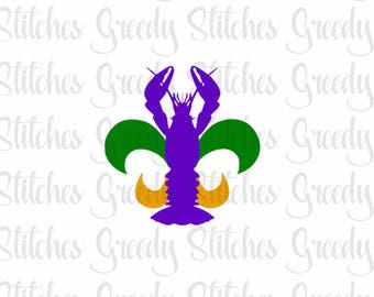 Crawfish Fleur De Lis svg, dxf, eps, and png. Instant Download SVG, Mardi Gras SVG, Crawfish SVG, Fleur De Lis svg, Mardi Gras Crawfish SvG