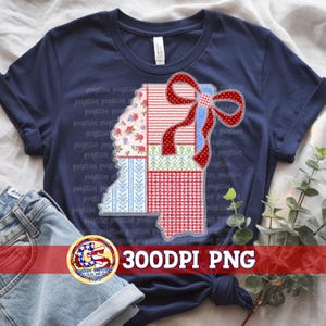July 4th Mississippi Faux Quilted & Lace PnG | Independence Day PnG | Patriotic PnG | Mississippi PnG | July 4th Quilted Mississippi PnG