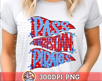 Pass Christian Pirates Polka Check Pennants PNG | The Pass PnG | Pass Christian School PnG | Sublimation PnG | Pirates PNG | Pirates Pennant