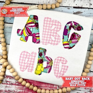 Baby Got Back Machine Embroidery Font | BX Font | Applique BX Font | Applique Font DST | Machine Embroidery Font PeS | Bean Stitch Font DsT