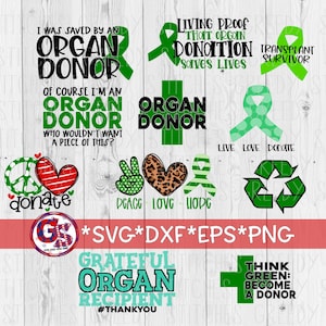 Organ Donation SVG Bundle | Organ Donation svg eps dxf png | Organ Donor SvG | Donate Life SvG | Donate SvG | Instant Download Cut Files
