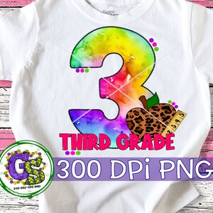 Third Grade Tie Dye PNG | Back To School PnG | First Day School PnG | Tie Dye Watercolor PnG | 3rd Grade Tie Dye PnG | Instant Download PnG
