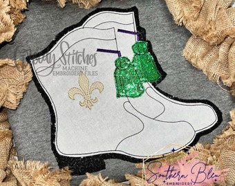 Mardi Gras Marching Boots Applique Machine Embroidery Design | Mardi Gras Embroidery Design | Mardi Gras Embroidery Design | Mardi Gras PES
