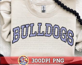 Bulldogs Gingham Faux Embroidery PNG Royal Black | Vancleave Mississippi PnG | Bulldogs PnG | Gingham Bulldogs PnG | Bulldogs PnG | Gingham