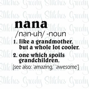 Moederdag | Nana | Nana definitie SVG, EPS, DXF, PNG, WMF. Nana betekent SVG, Nana SVG, Moederdag SVG, Instant Download Cut File.