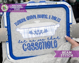 Let Me See That Casserole Bean Stitch Embroidery Applique | Thanksgiving Turkey DsT | Casserole Dst Embroider | Turkey Gravy Beans Rolls PeS