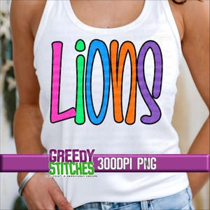 Neon Lions Mascot PNG | Go Lions PnG | Lets Go Lions PnG | Retro Lions Mascot PNG | Trendy Neon Mascots PNG | Neon Lions PnG| Neon Lions PnG