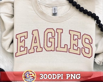Eagles Gingham Faux Embroidery PNG Gold Maroon | Creekbend Eagles PnG | Eagles PnG | Gingham Eagles PnG | Creekbend Eagles PNG | Eagles PnG