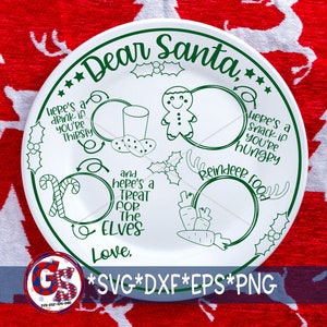 Round Santa Tray svg dxf eps png. Milk and Cookies Tray SvG | Dear Santa SvG | Christmas SVG | Santa Plate SvG | Santa Plate SvG Download