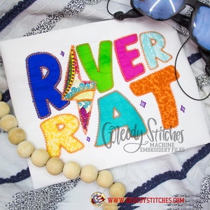 River Rat Lightning Bolt Machine Embroidery Design | River Rat Applique | River Rat Machine Embroidery Design | Lightning Bolt Applique File