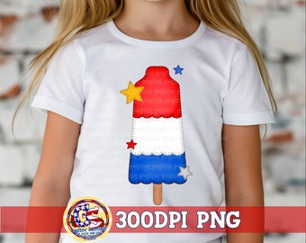 July 4th Popsicle png | Faux Embroidery Popsicle PnG | Faux Embroidery Blanket Stitch PnG | Red White Blue Popsicle PnG | July 4th PnG File