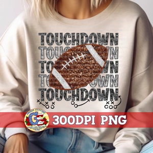 Touchdown Football Faux Embroidery Sequin Applique PNG | Football Png ...