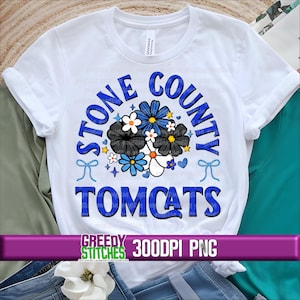 Floral Stone County Tomcats PNG Set | Tomcats PnG | Stone County Schools PnG | Sublimation PnG | Tomcats PNG | Stone County Tomcats PnG