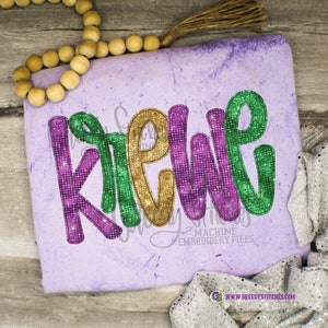Krewe Bean Stitch stoffen Machine borduurwerk ontwerp | Mardi Gras borduurwerk ontwerp | Mardi Gras borduurwerk ontwerp | Mardi Gras Krewe PES
