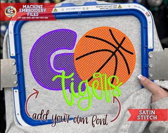 Go Basketball Satin Stitch Machine Embroidery Design | Basketball Embroidery | Basketball Embroidery | Game Day PES | Basketball DsT HuS JeF