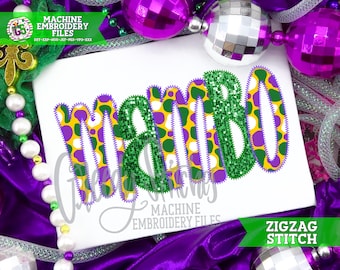 Mambo Zigzag Stitch Applique Machine Embroidery Design | Mardi Gras Embroidery Design | Mardi Gras Embroidery Design | Mardi Gras Mambo PES