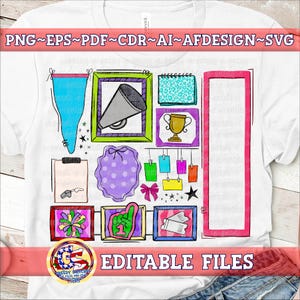 Spirit Doodle Frames & Pennants PNG | Editable Files | Homecoming Doodle PnG | School Spirit PnG | Doodle Stamp Cdr Ai AfDesign EpS PdF SvG
