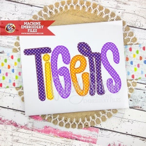 Tigers Bean Applique Machine Embroidery Design | Tigers Mascot Machine Embroidery | Tigers Applique | Tigers Bean Stitch Applique Embroidery