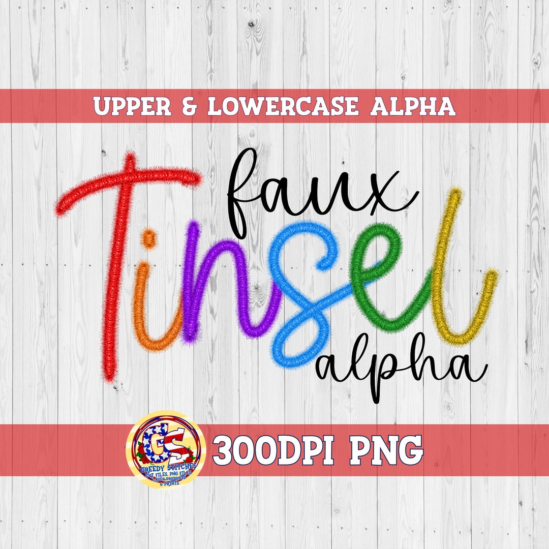 DIY Faux Tinsel Script Alpha & Number Pack PNG | Faux Tinsel Script ...
