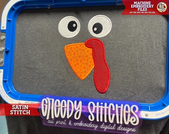 Cute Turkey Face Satin Stitch Embroidery Applique | Turkey PES Embroidery | Thanksgiving Turkey DsT | Turkey Dst Embroidery | Turkey PeS