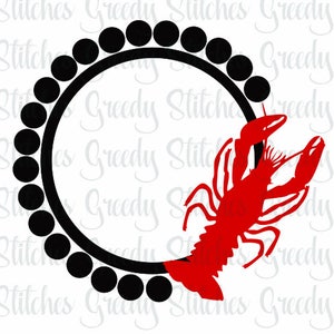 Set of 3 Crawfish Monogram Frames svg, dxf, eps, png.  Crawfish SVG | Monogram Frame SvG | Mardi Gras SvG | Instant Download Cut Files