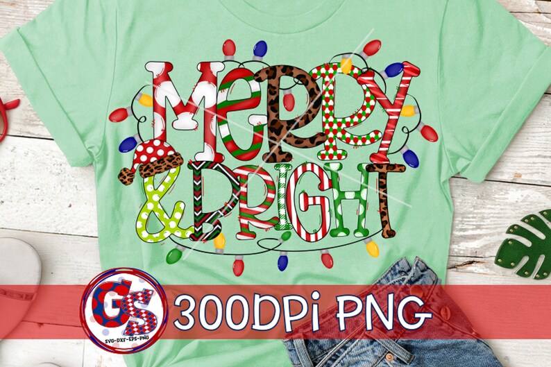 Download Merry and Bright PNG for Sublimation. Christmas PNG Merry ...