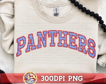 Panthers Gingham Faux Embroidery PNG Red Royal | Panthers PnG | Panthers PnG | Pascagoula Panthers PNG | Gingham Pascagoula Mississippi PNG