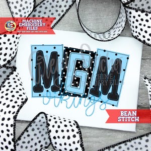MGM Vikings Bean Stitch Applikation Stickmuster | Wikinger Maskottchen Stickmaschine | Wikinger Applikation Applikation | Mary G Montgomery PES
