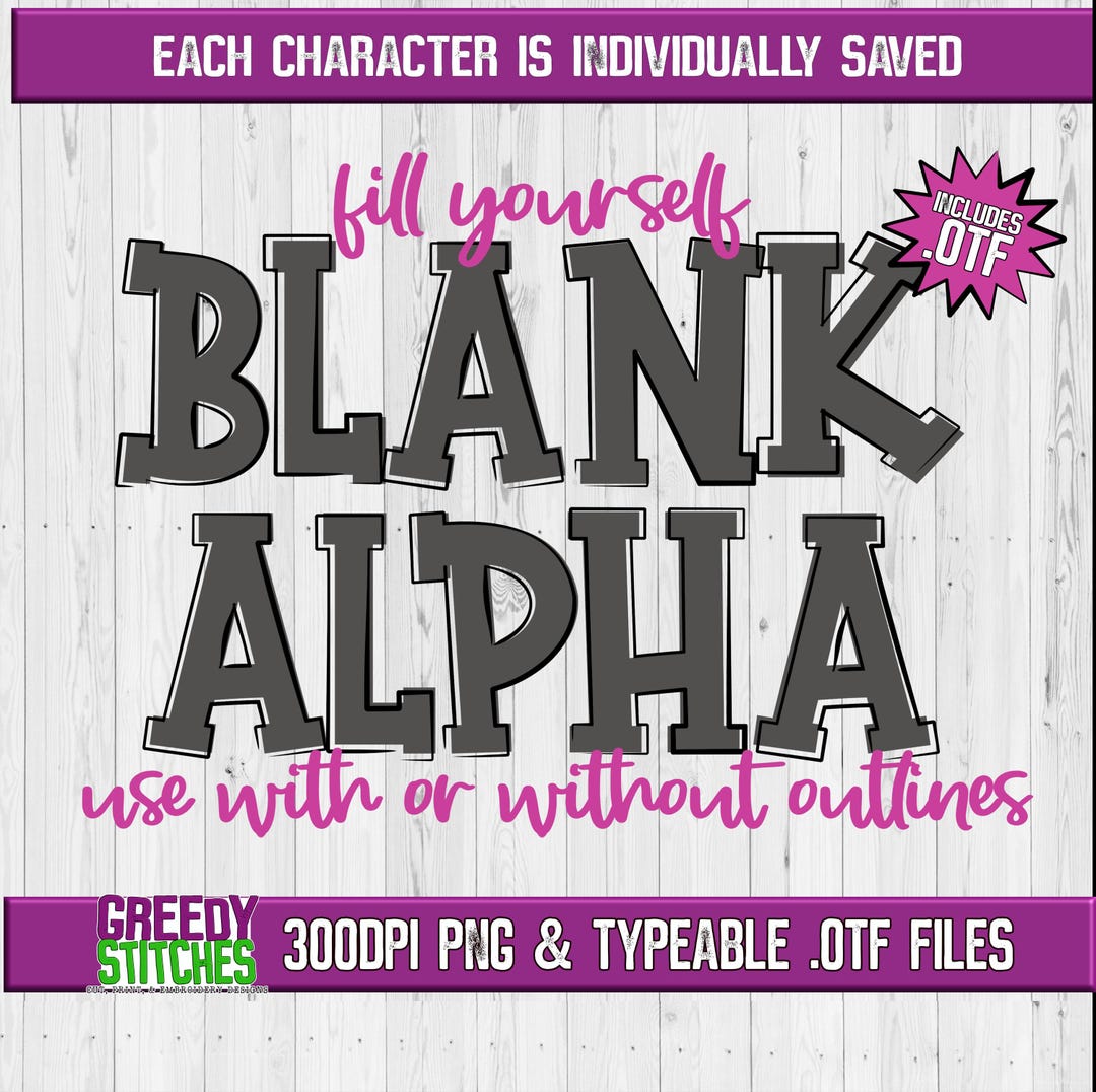 Blank Doodle Alpha Pack PNG & .OTF - Fill Yourself Alpha Set | Blank ...