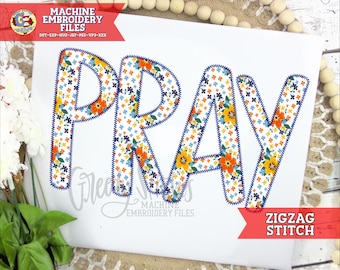 Pray Zig Zag Stitch Applique Machine Embroidery Design | Pray Embroidery Design | Religious Embroidery Design | Pray Embroidery PeS | Pray