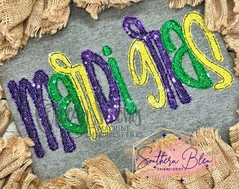 Mardi Gras Bean Stitch Applique Machine Embroidery Design | Mardi Gras Embroidery Design | Mardi Gras Embroidery Design | Mardi Gras PES