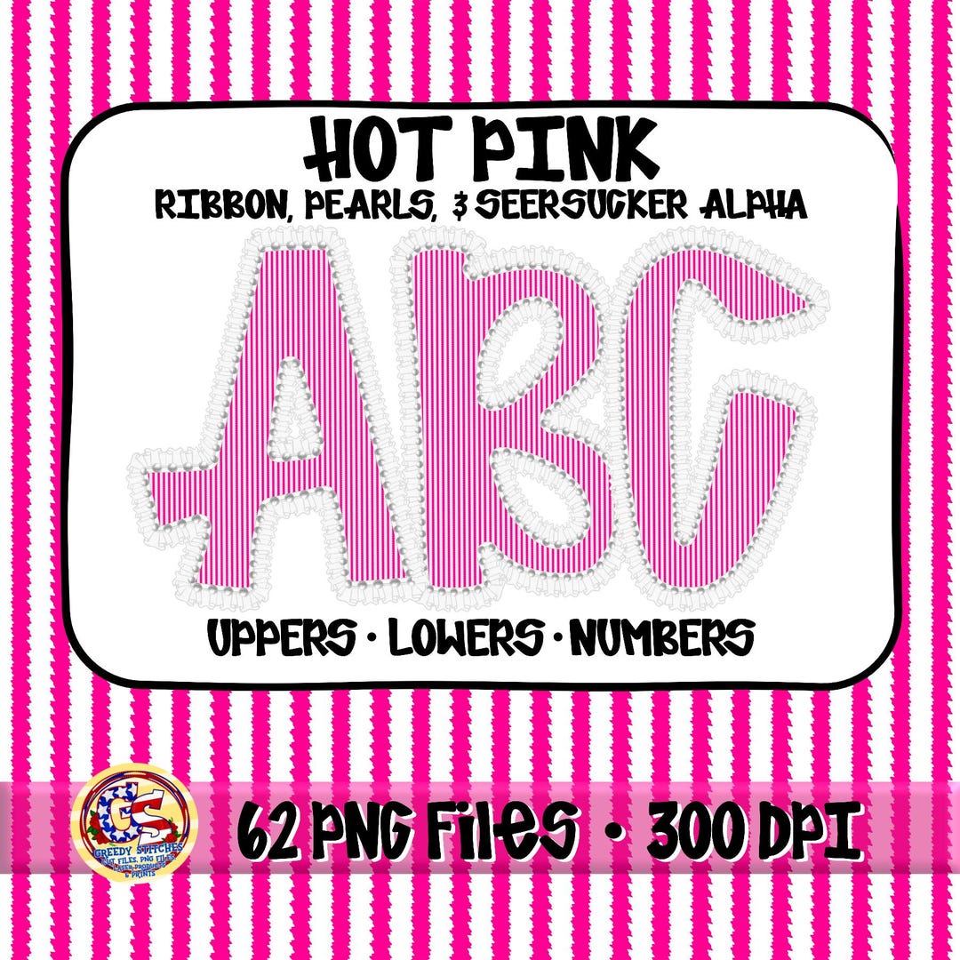 Ribbons Pearls Seersucker Png - Hot Pink | Pearls Ribbon Alpha Png ...
