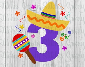 Fiesta | dritter Geburtstag SvG | Geburtstags Fiesta svg, dxf, eps, wmf, png. Geburtstag SVG | Fiesta SVG | Cinco de Mayo SVG | Schnittdatei