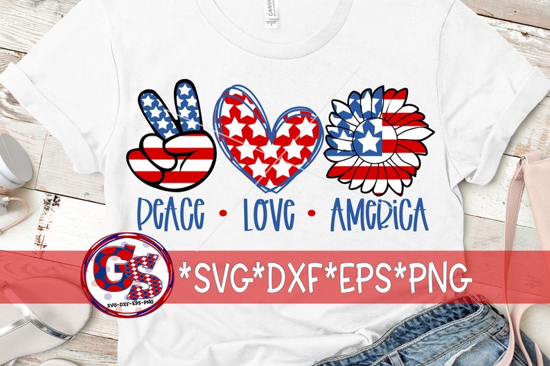 Download Peace Love America Sunflower svg eps dxf png. July 4th SvG ...