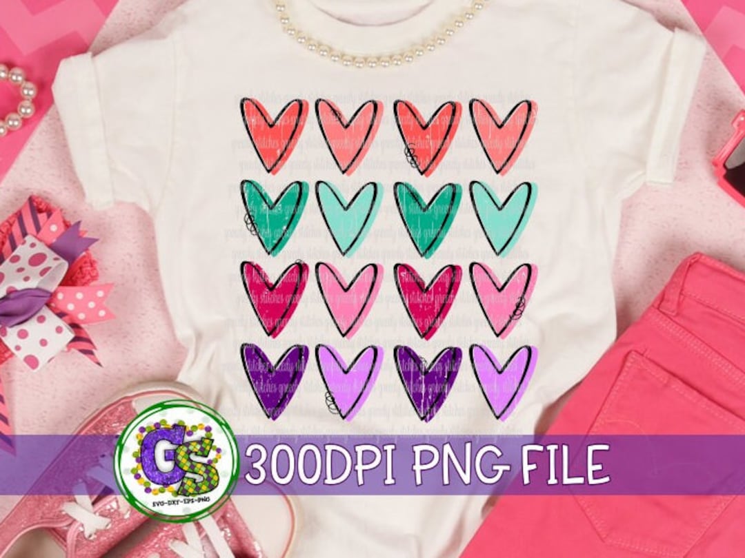 Colorful Hearts Png for Sublimation. Valentine's Day Png | Hearts Png ...