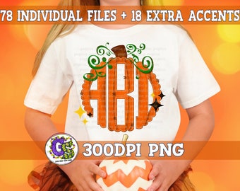 Halloween Jack O Lantern Monogram Set PNG Sublimación / Monograma de Halloween PnG / Monograma de calabaza PnG / Monograma de calabaza de Halloween PnG